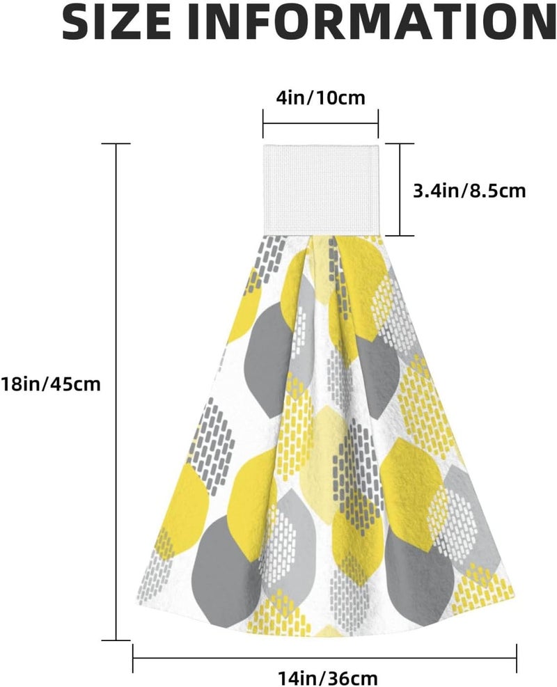 PDDCWAY Yellow Gray Kitchen Hand Towels Modern Boho Hanging Tie Towels Fast Drying Dish Cloth with Loop 2 PCS for Bathroom Restroom Home Decor - Image 3